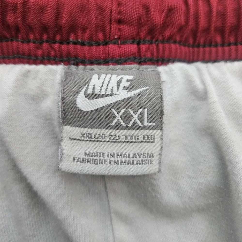 Y2K Nike Charcoal Grey With Burgundy White Stripes And Lining Joggers Tracksuits